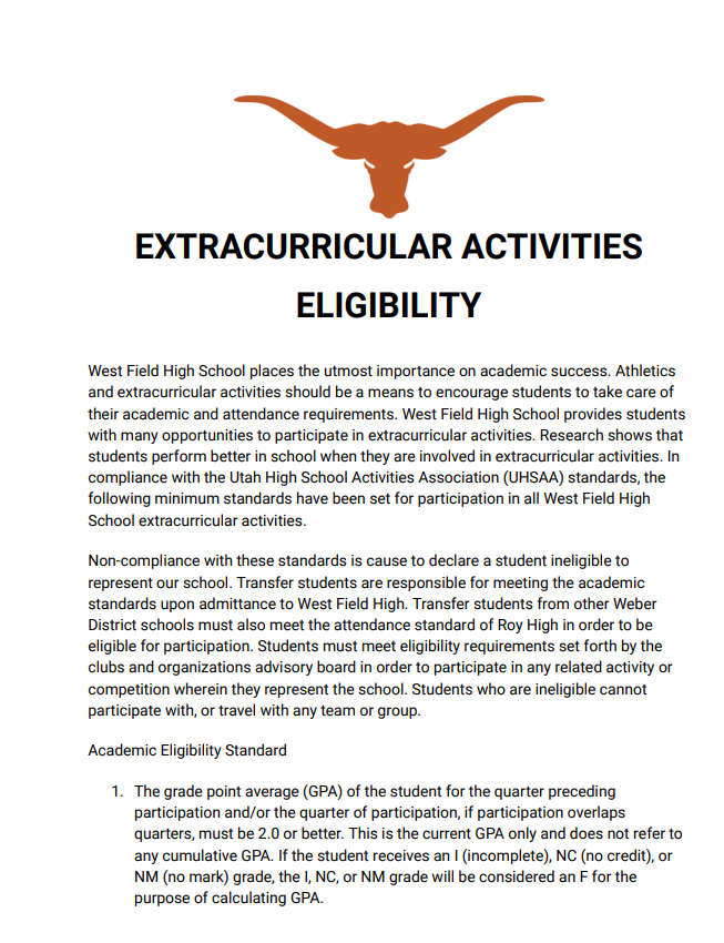 Extracurricular Activities eligibiltiy 