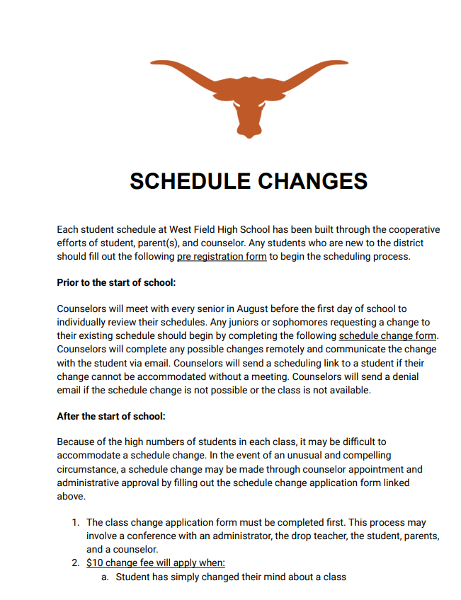 Schedule Changes